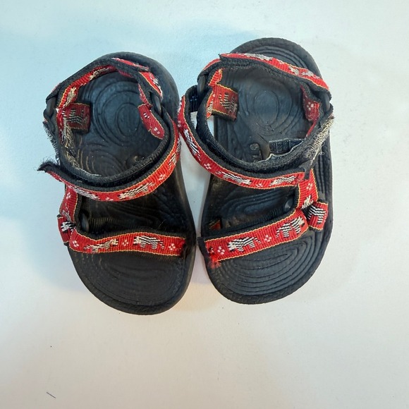 Teva Hurricane Sandals Kids Toddler Size 4 Black Red Zebra Print Strappy Outdoor - Picture 2 of 8